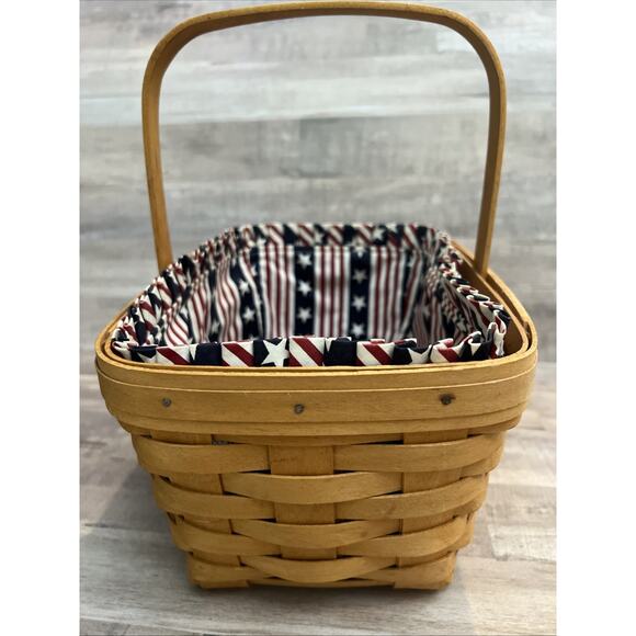 Longaberger 2002 Spring Basket 10.5" Handle All American Sparkler Standup Liner - Picture 2 of 11